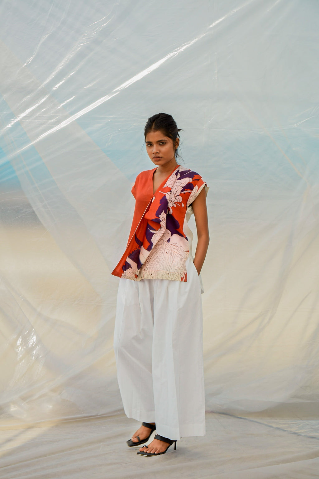 Orange Protea Drape Top-BENNCH
