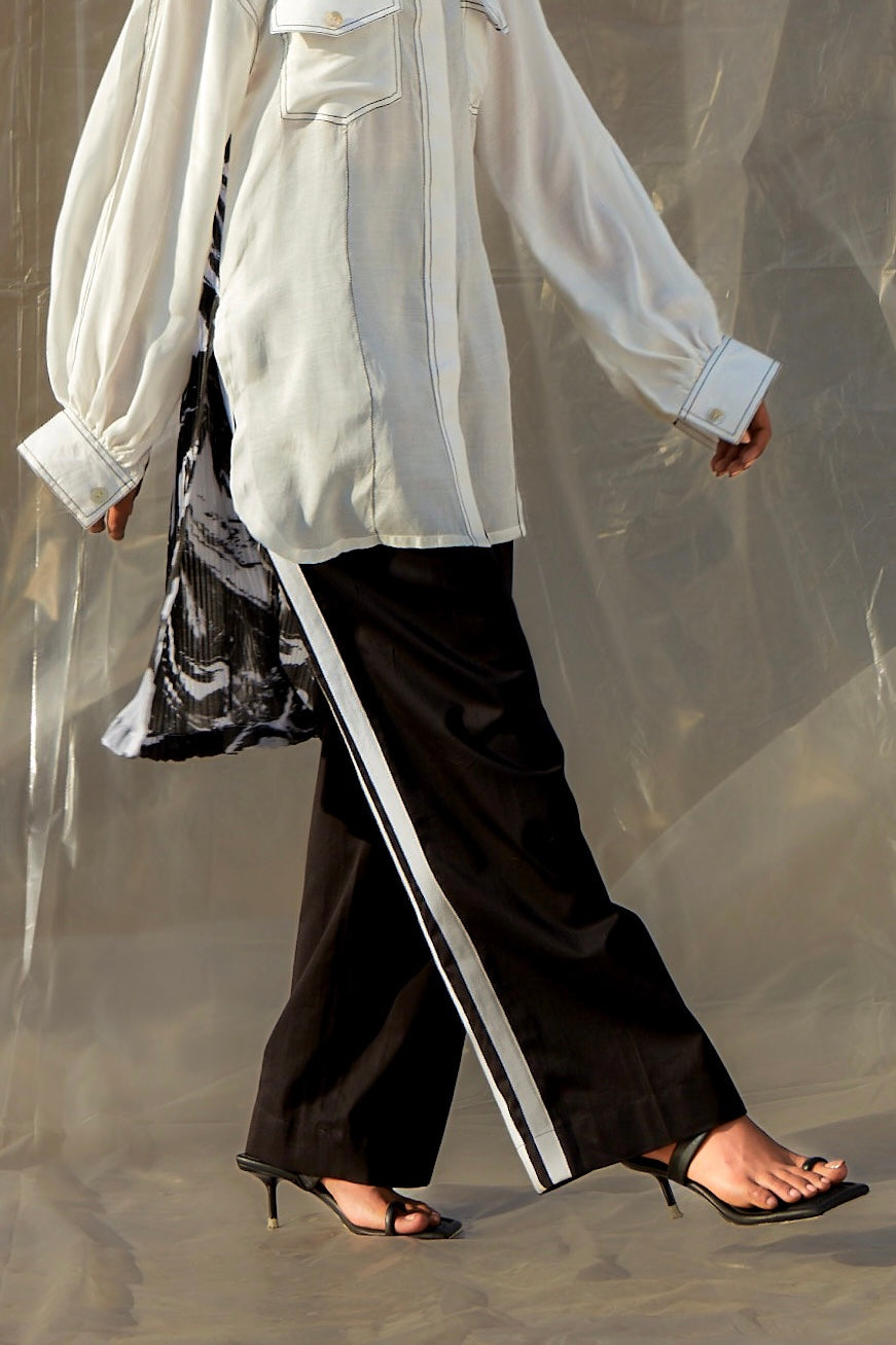 Side Stripe Black Pants-BENNCH