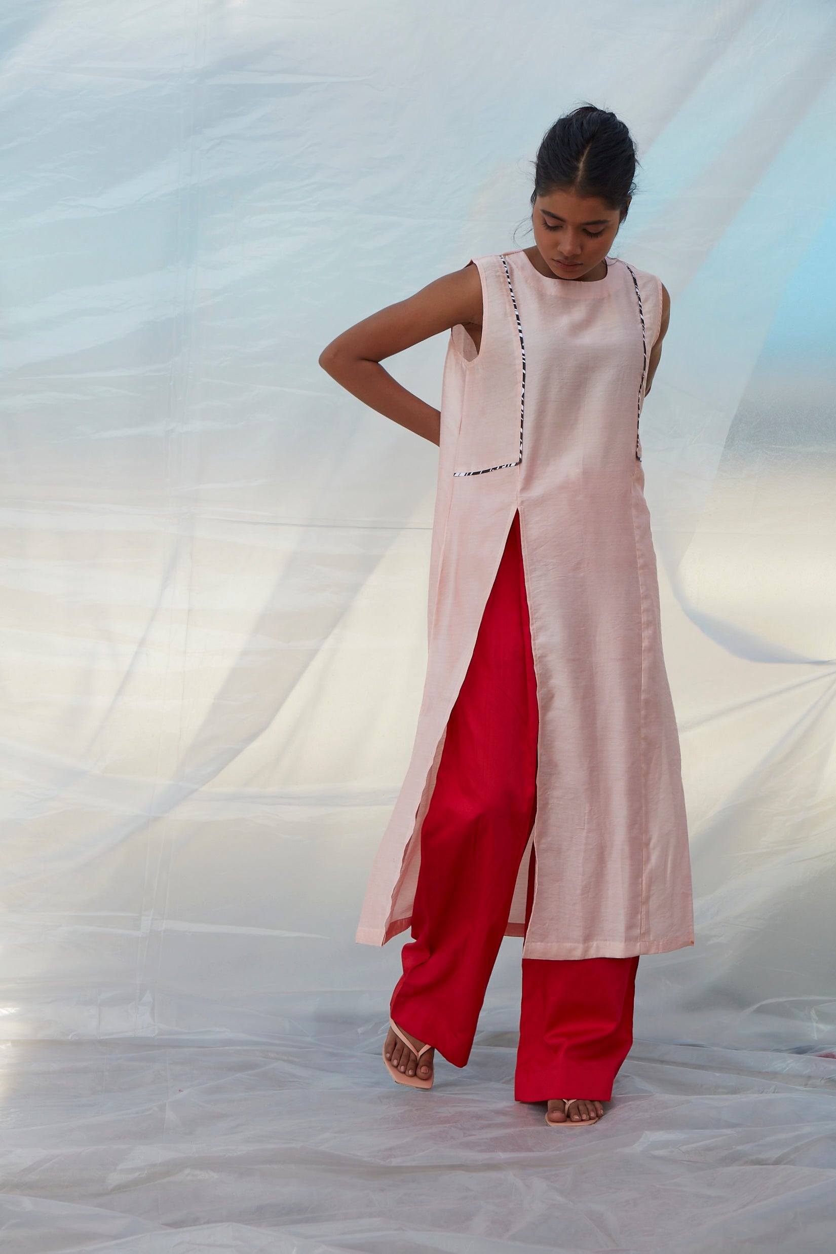 Piped Pink Top-BENNCH