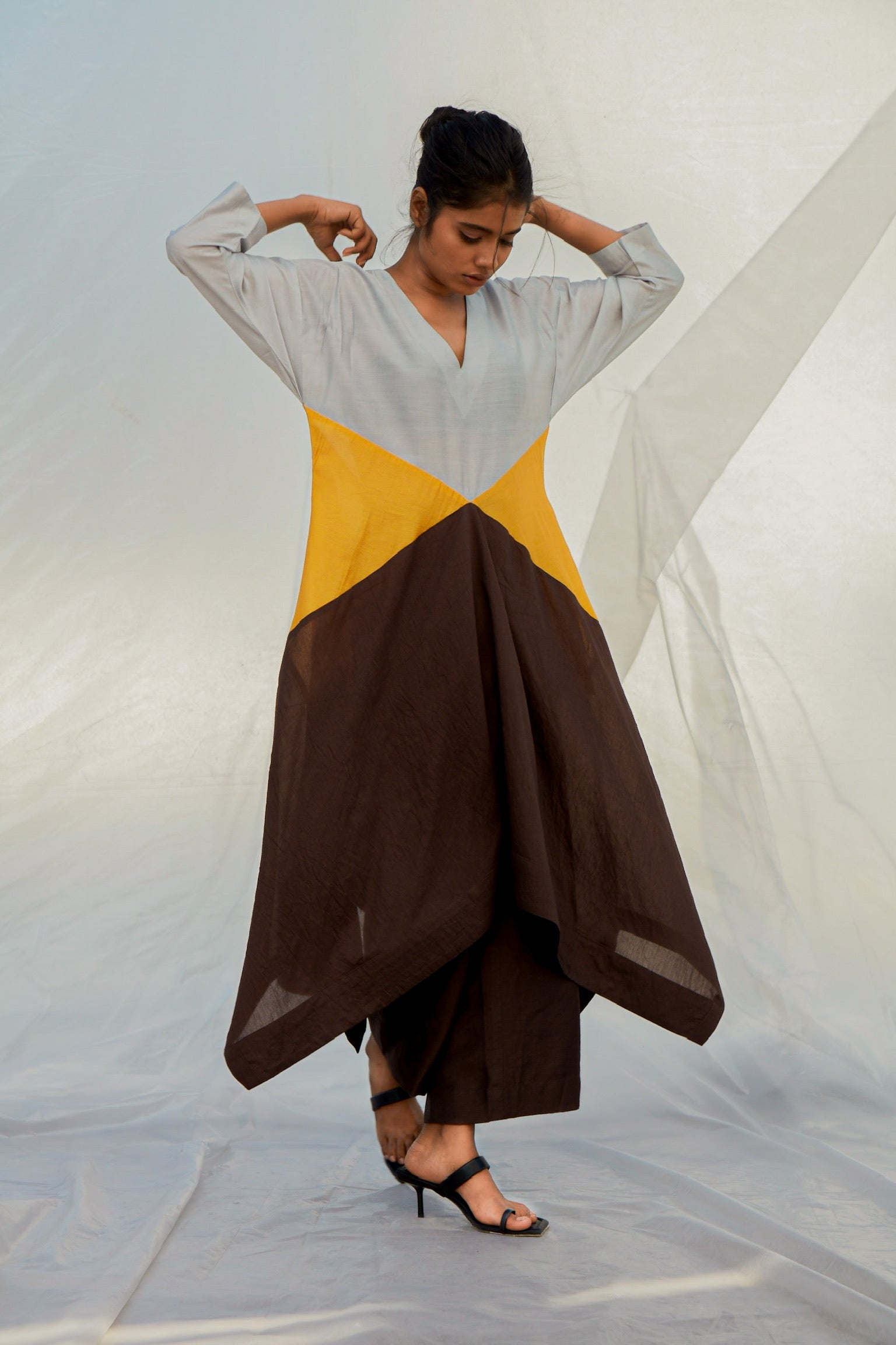 Colour Block Mango Top-BENNCH