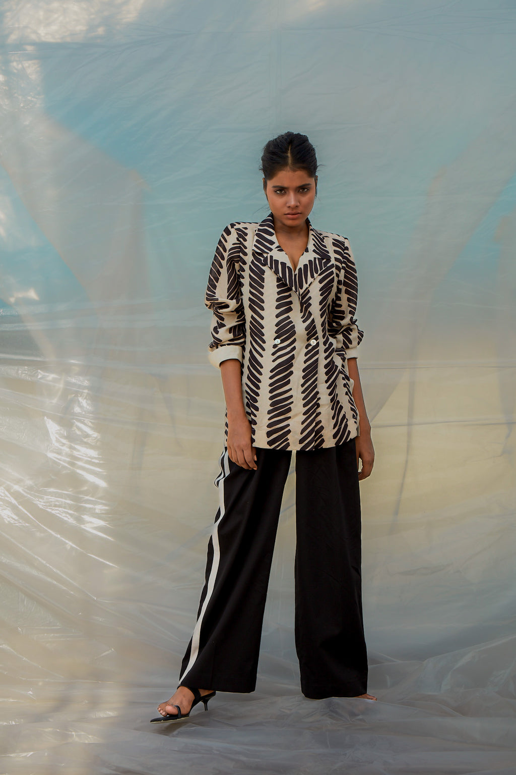 Side Stripe Black Pants-BENNCH