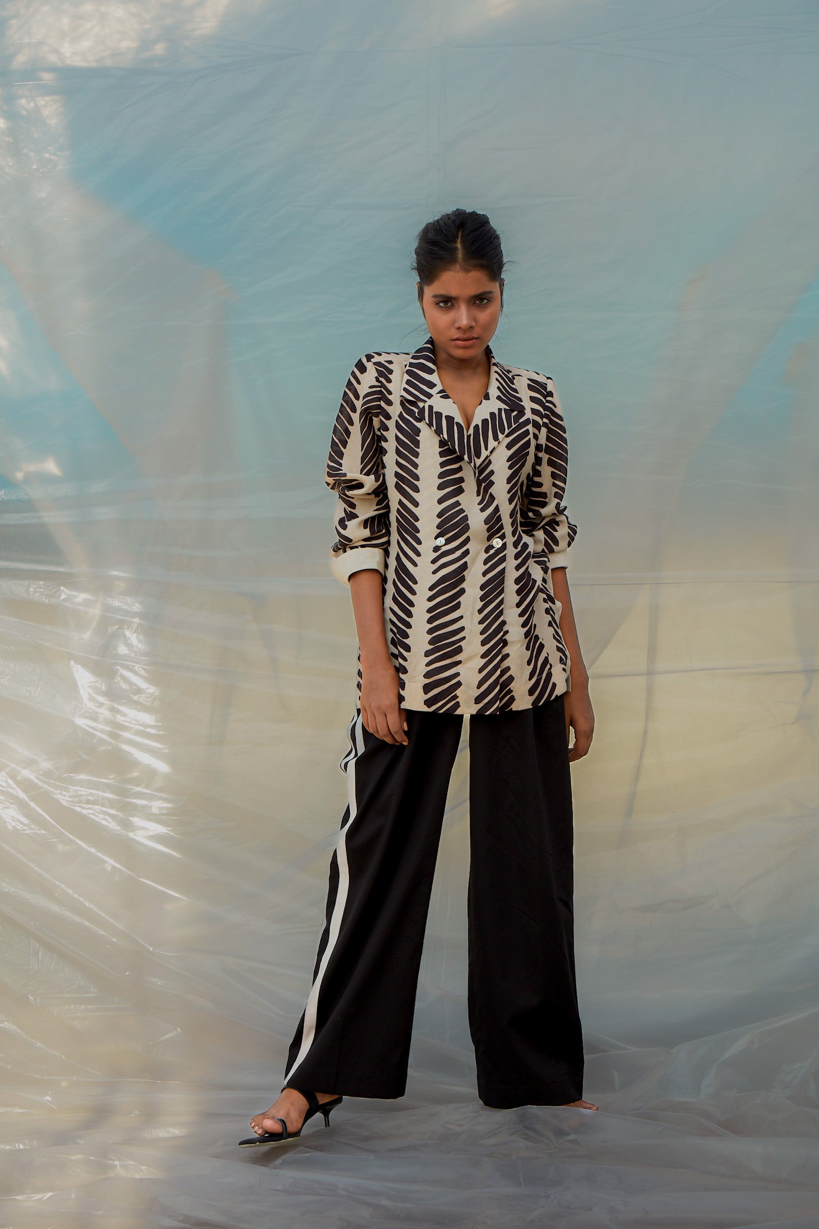 Side Stripe Black Pants-BENNCH