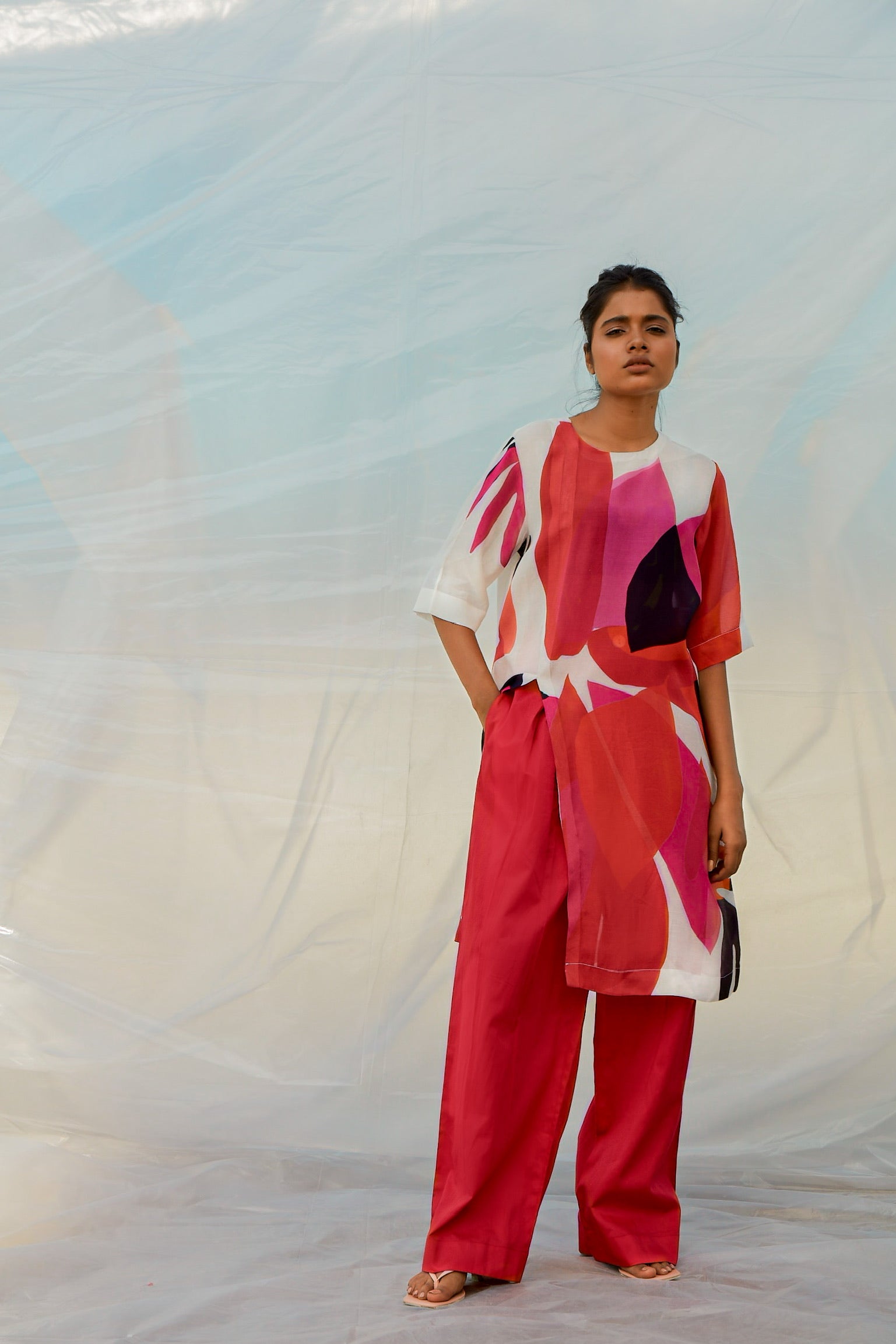 Glass Solid Pants Set-BENNCH
