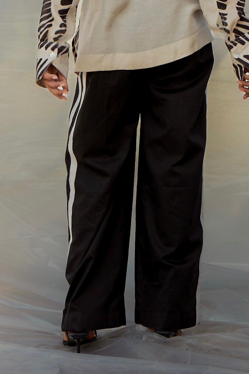 Side Stripe Black Pants-BENNCH