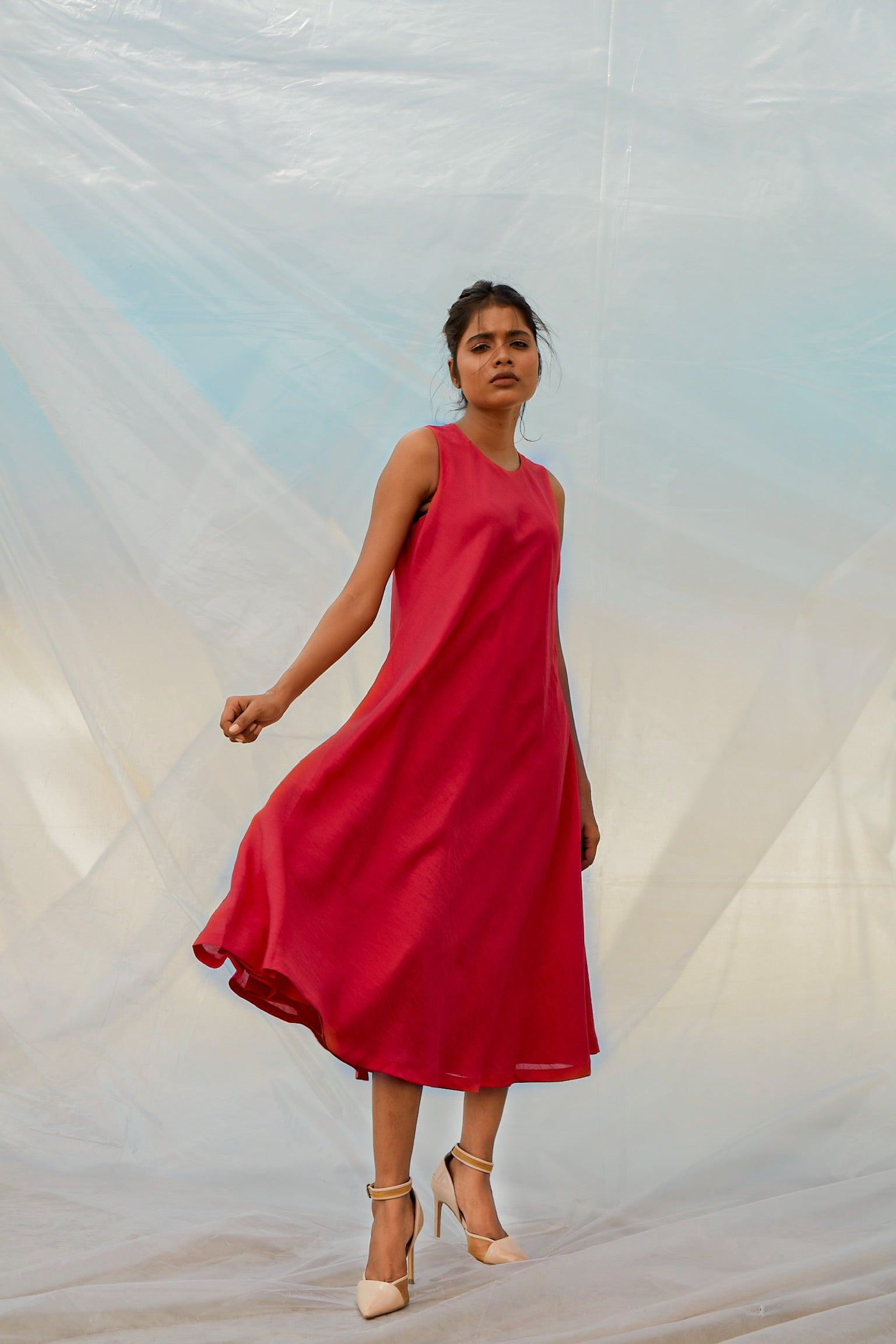 Red Flared Dress-BENNCH