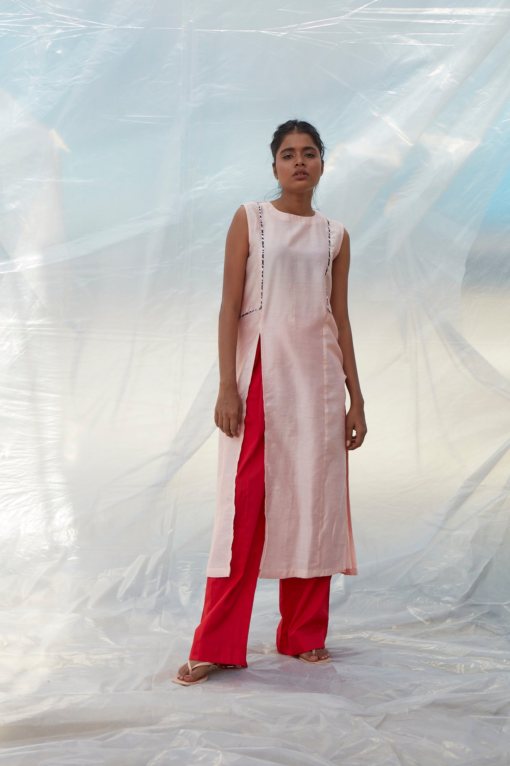 Piped Pink Top-BENNCH