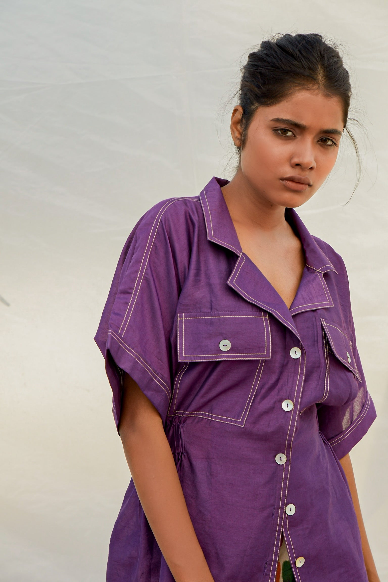 Waist Cinch Purple Shirt-BENNCH