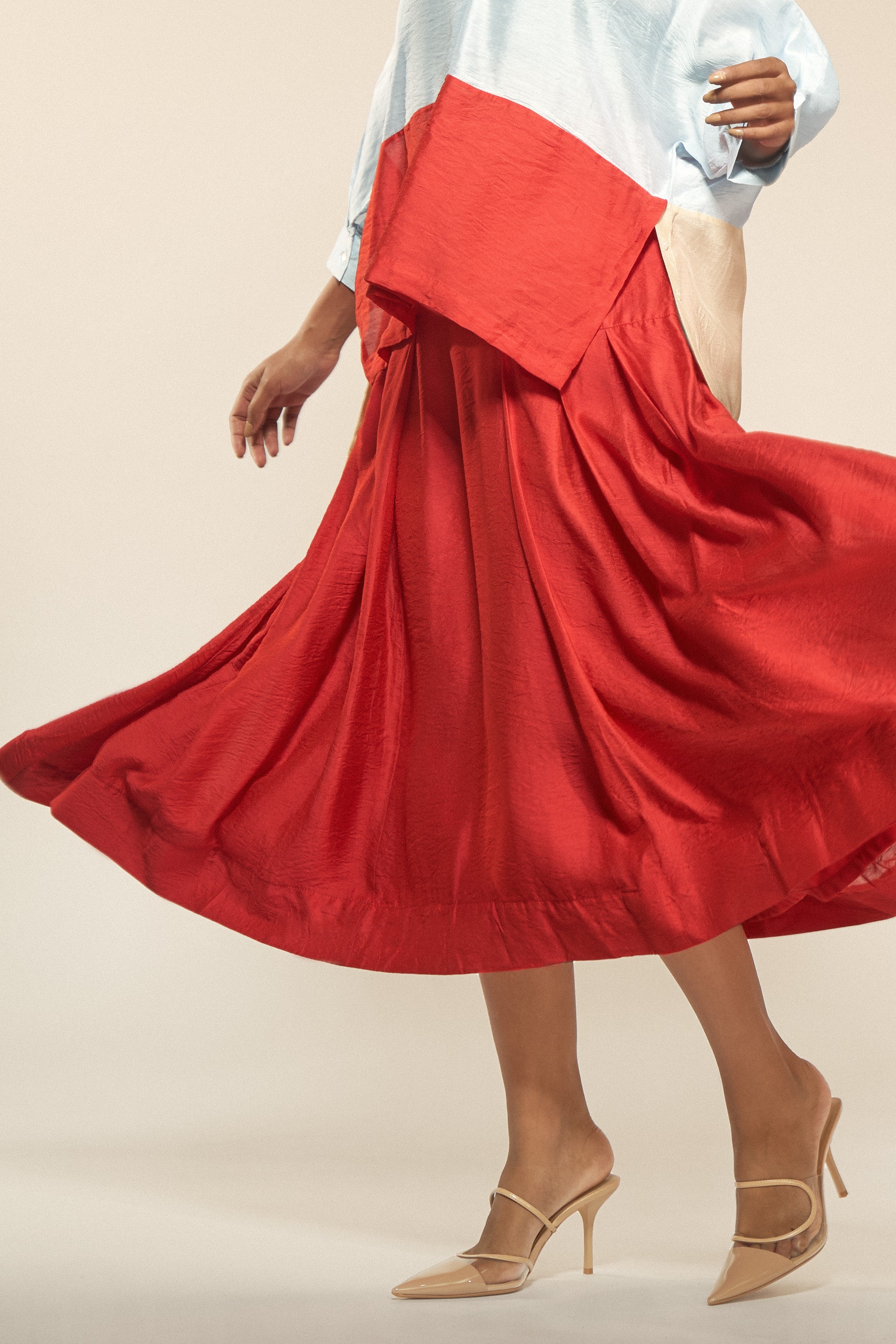 Red Silk Skirt-BENNCH