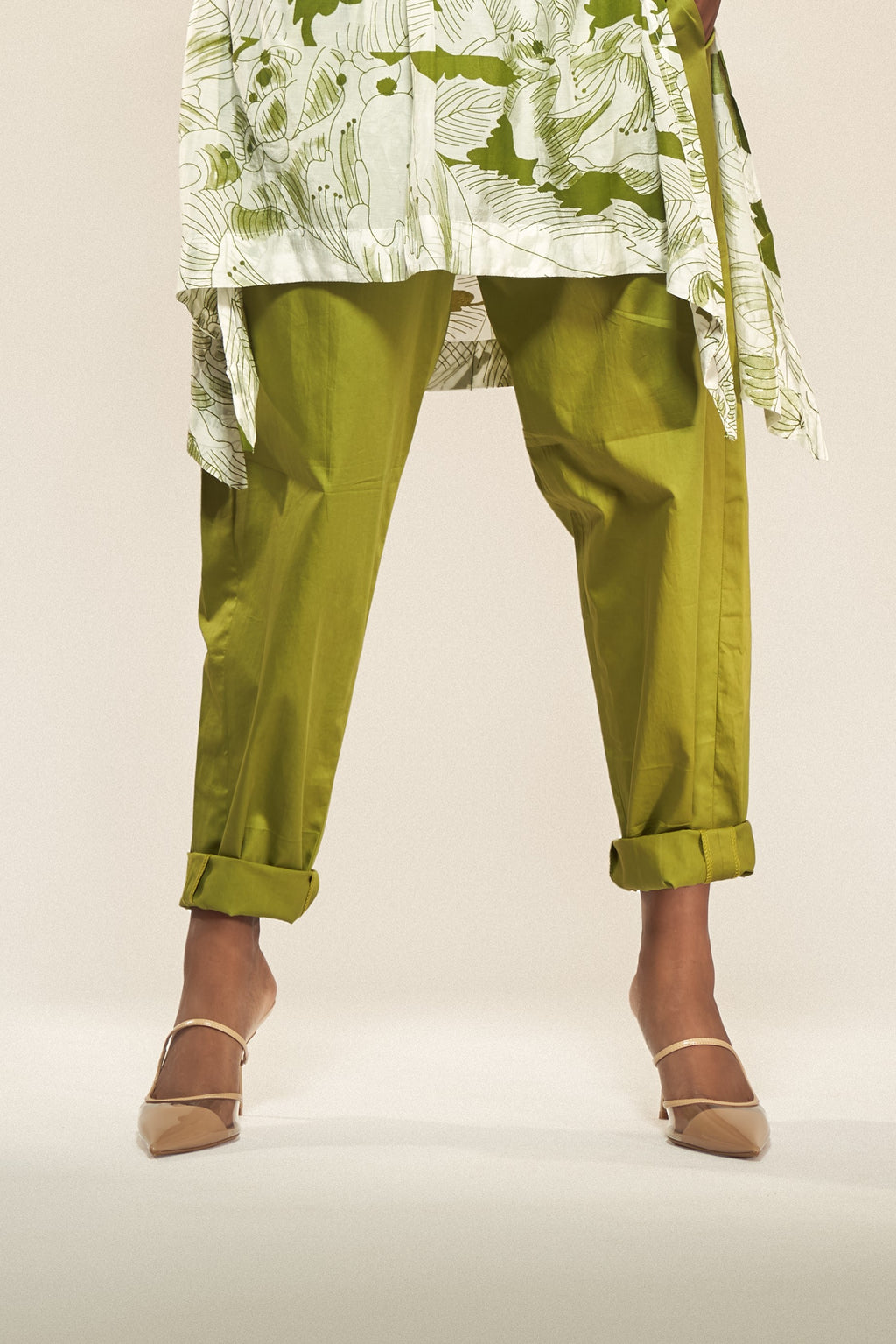 Solid Green Barrel Pants-BENNCH