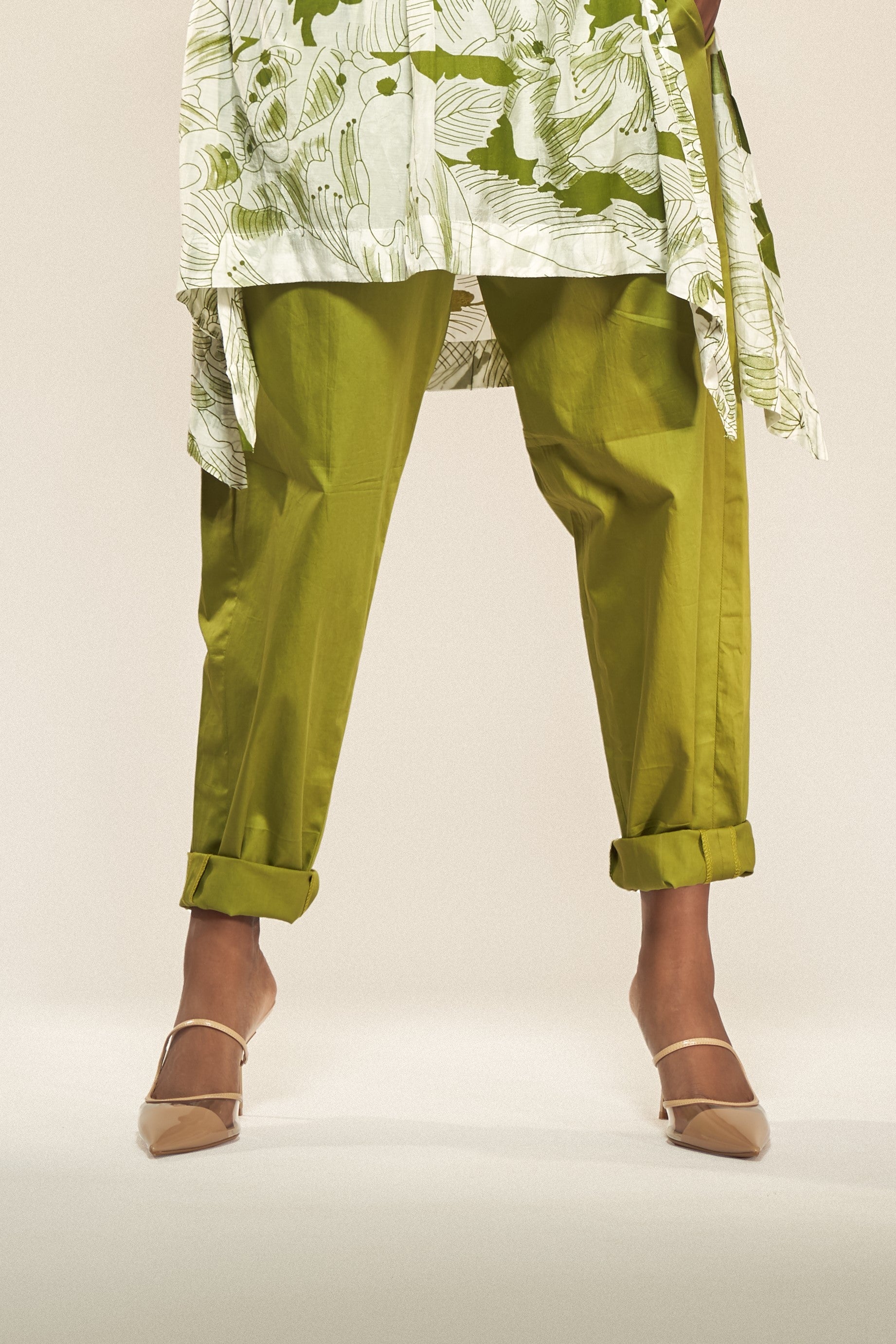 Solid Green Barrel Pants-BENNCH