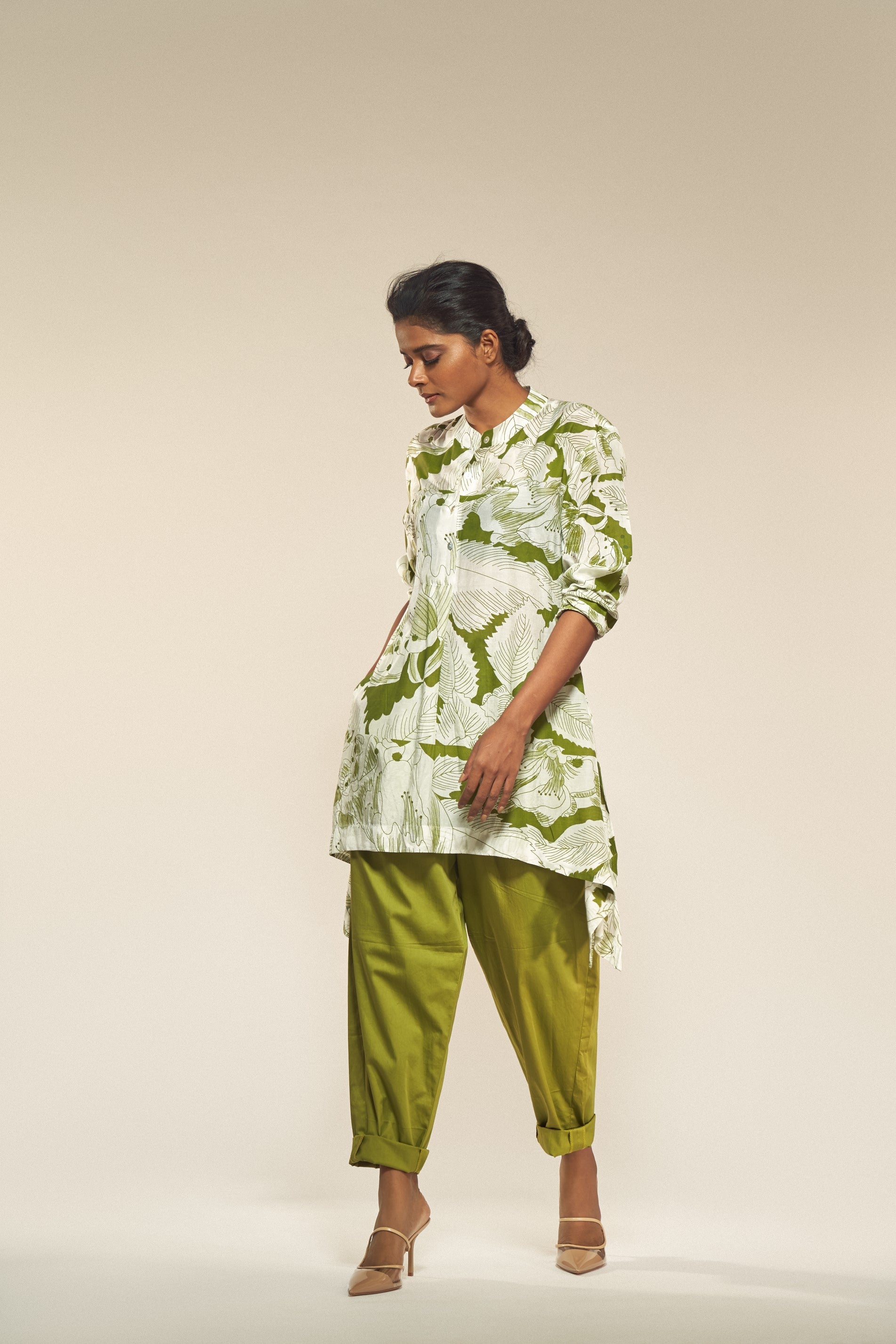 Solid Green Barrel Pants-BENNCH
